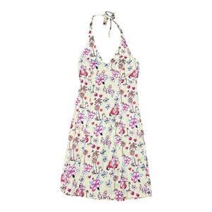 Temptation Hawaiian Luau Hula Dancers Womens Floral Halter Dress Retro Print S